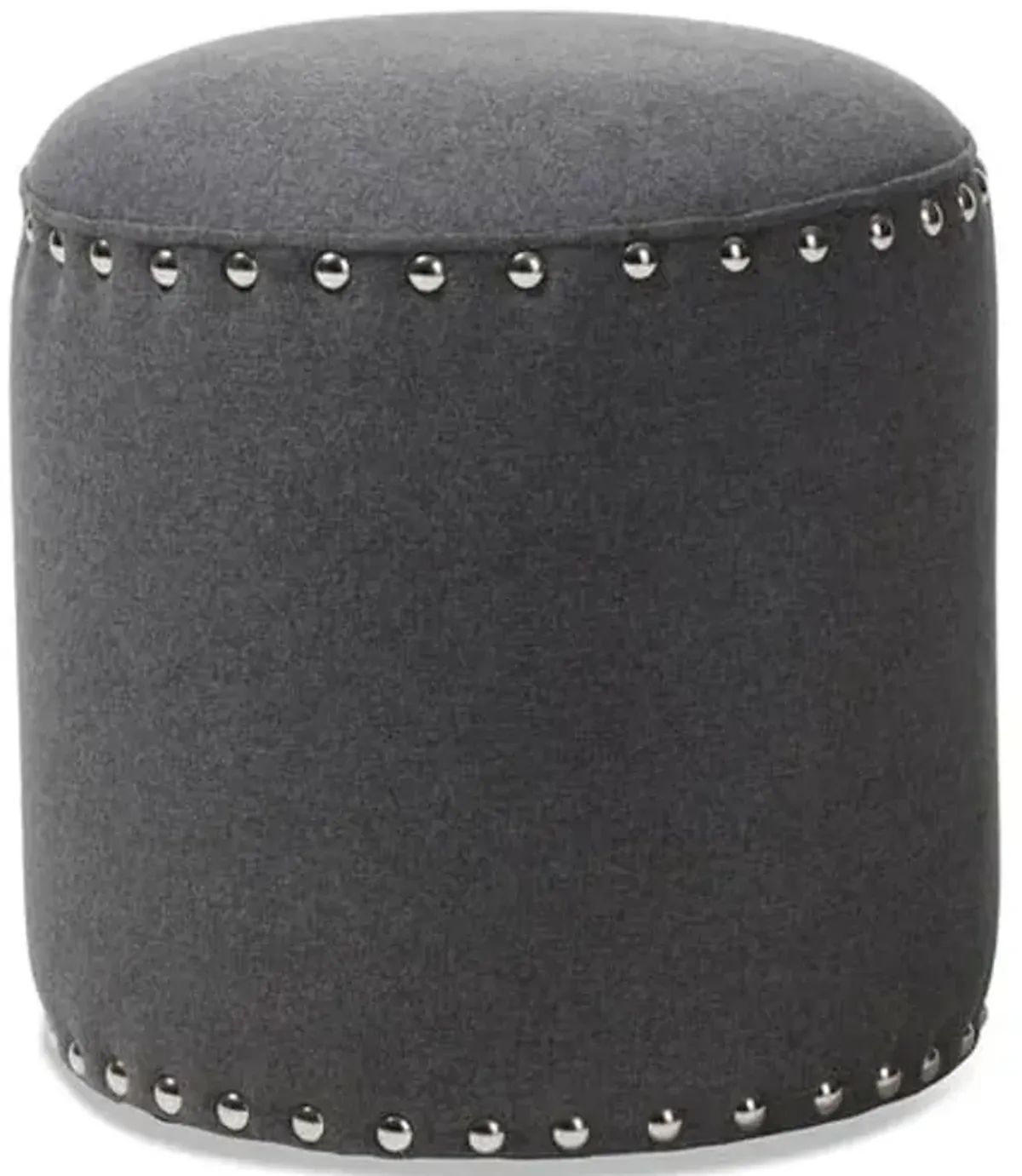 Baxton Studio Rosine 14" Round Pouf in Dark Gray