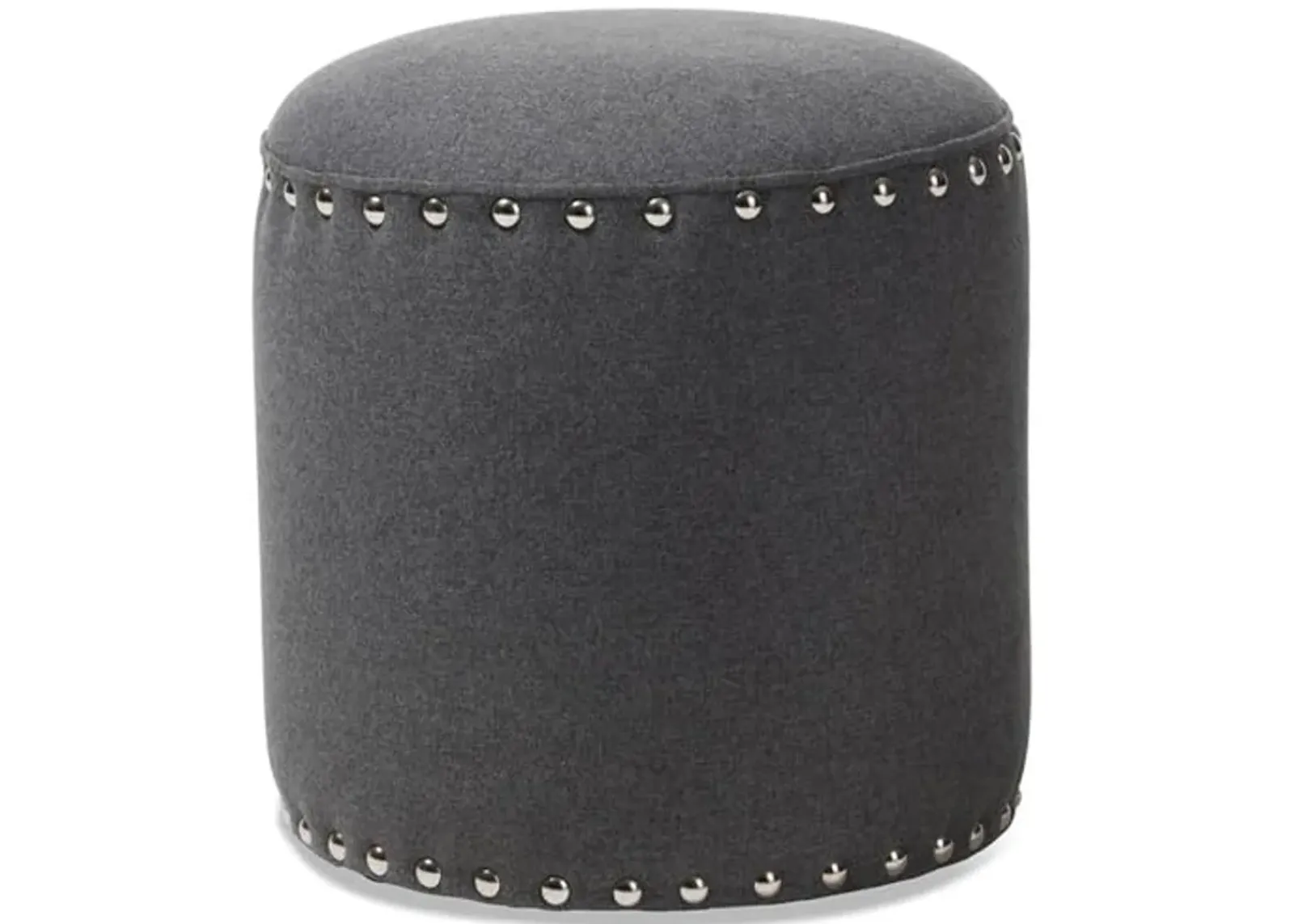 Baxton Studio Rosine 14" Round Pouf in Dark Gray