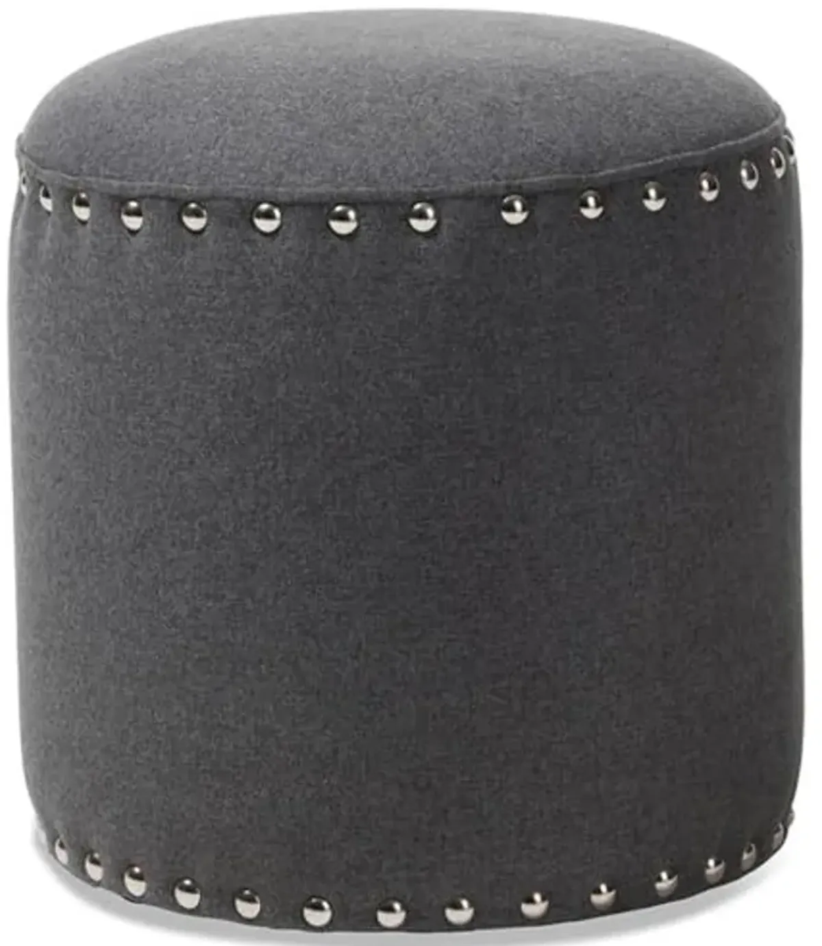 Baxton Studio Rosine 14" Round Pouf in Dark Gray