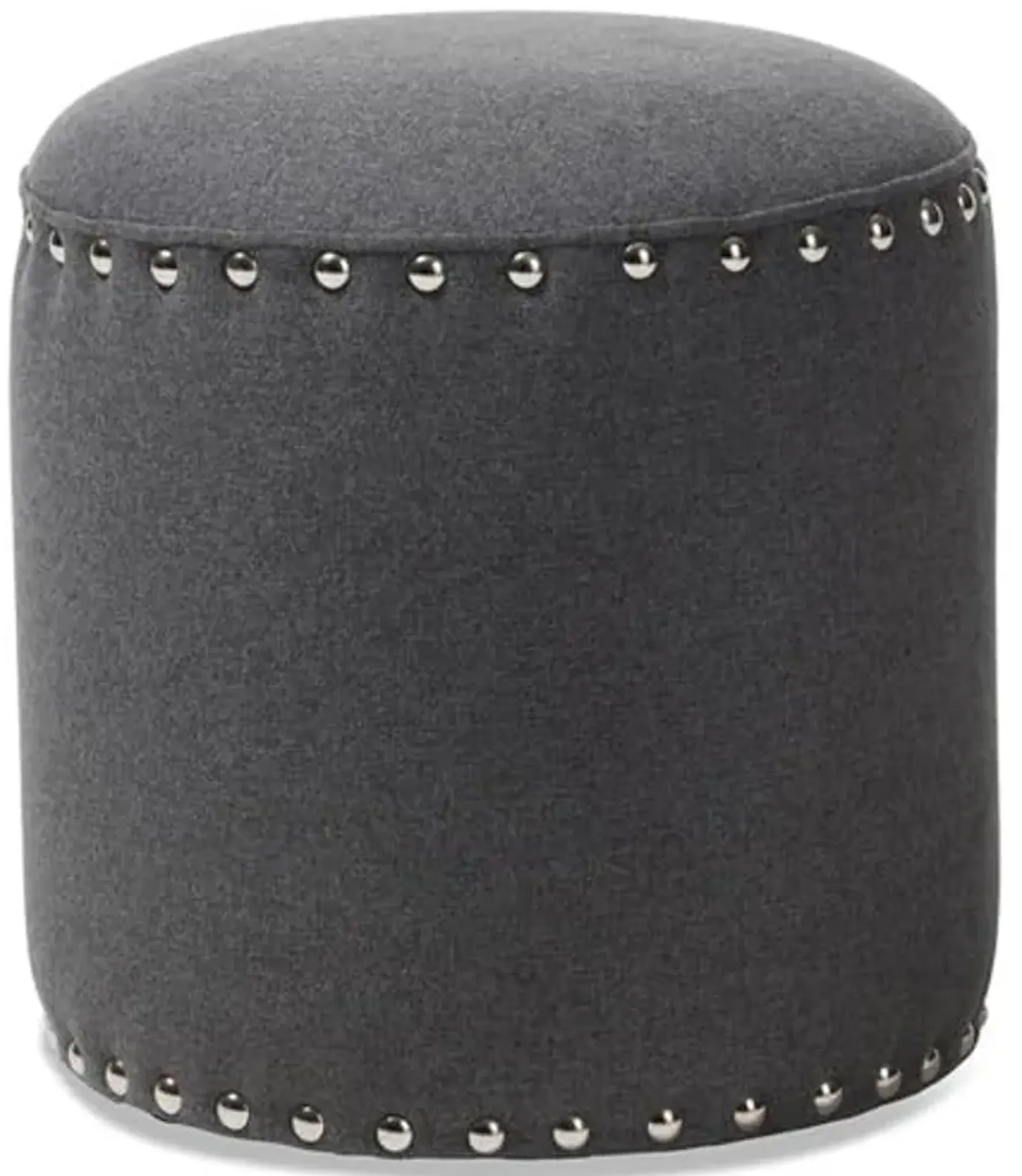 Baxton Studio Rosine 14" Round Pouf in Dark Gray