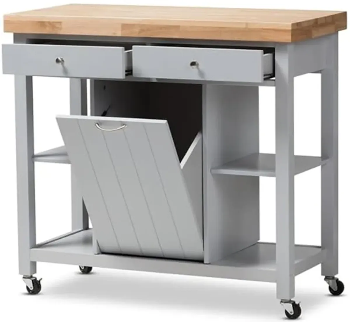 Baxton Studio Hayward Kitchen Cart in Light Gray