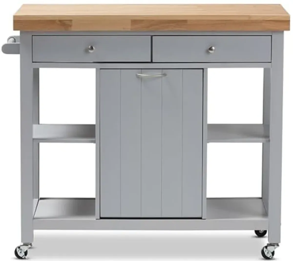 Baxton Studio Hayward Kitchen Cart in Light Gray