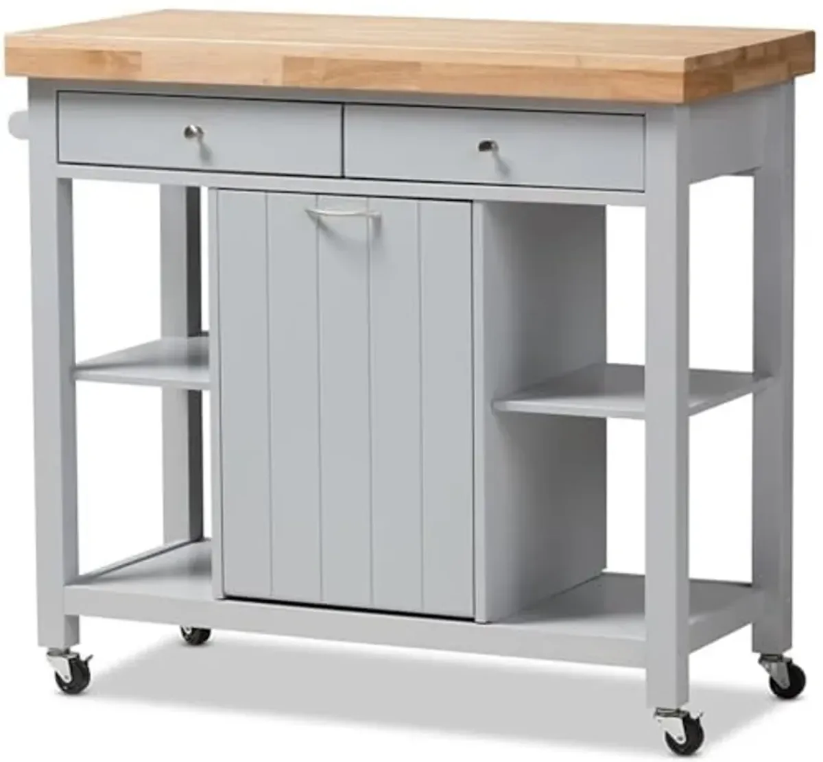 Baxton Studio Hayward Kitchen Cart in Light Gray