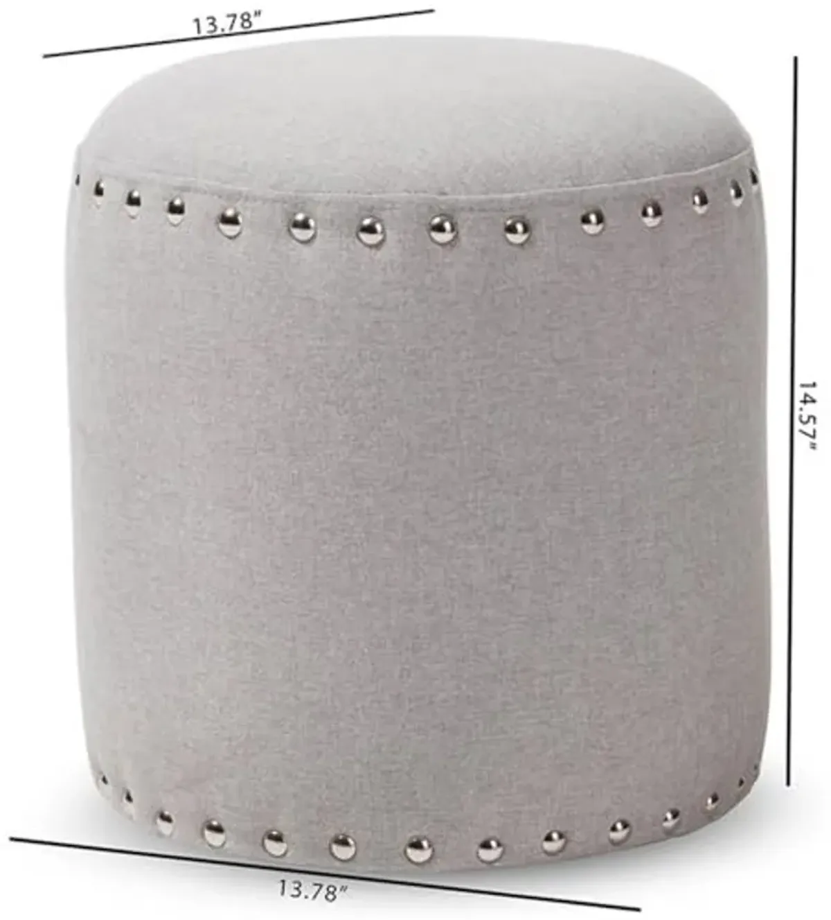 Baxton Studio Rosine 14" Round Pouf in Light Gray