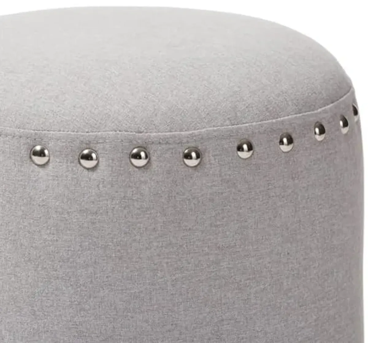 Baxton Studio Rosine 14" Round Pouf in Light Gray