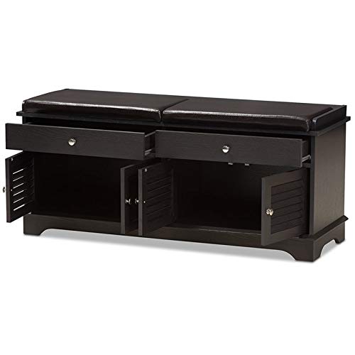 Baxton Studio Leo Faux Leather Shoe Storage Bench in Dark Brown