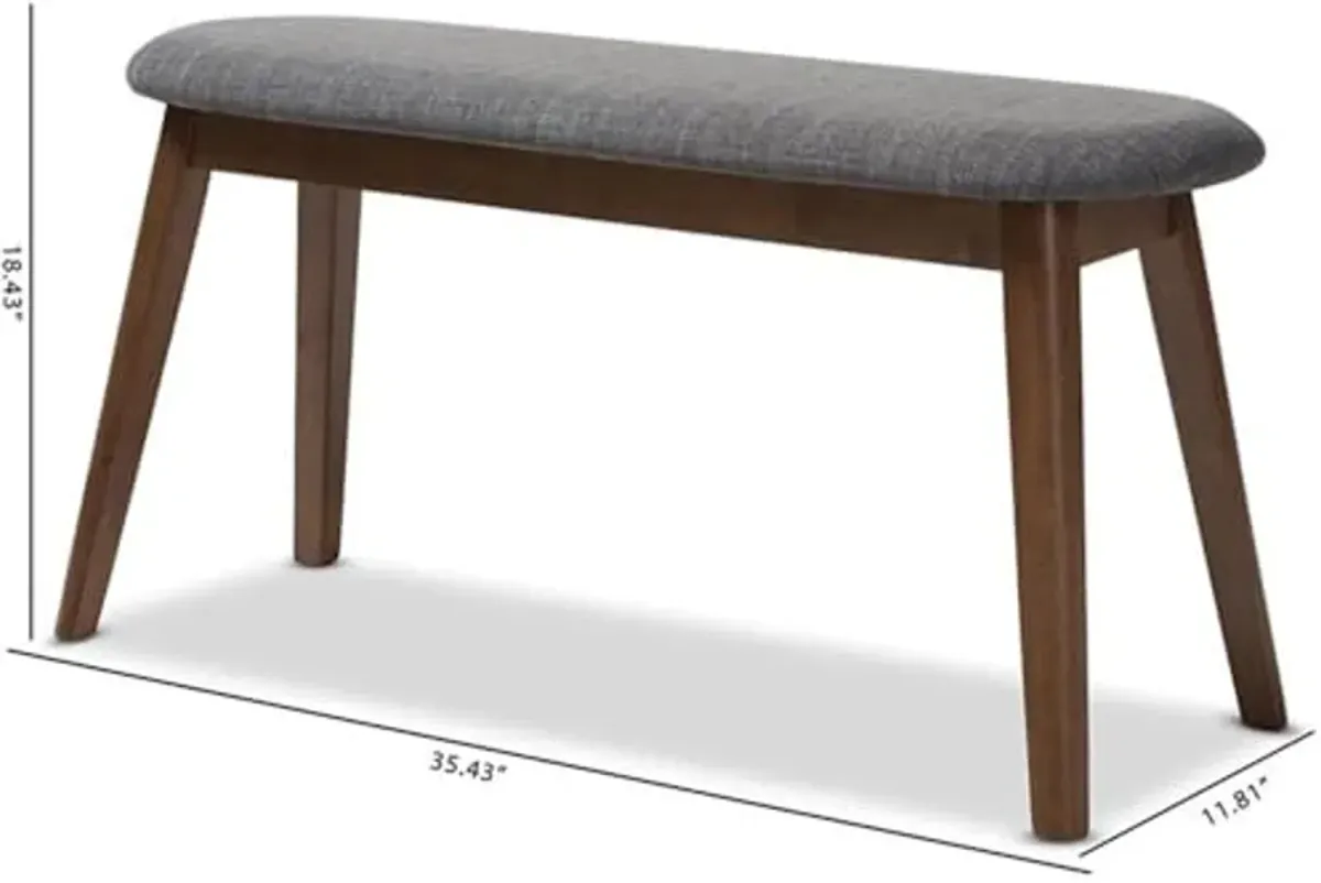 Baxton Studio Easton Upholstered Bench in Dark Gray and Walnut Brown