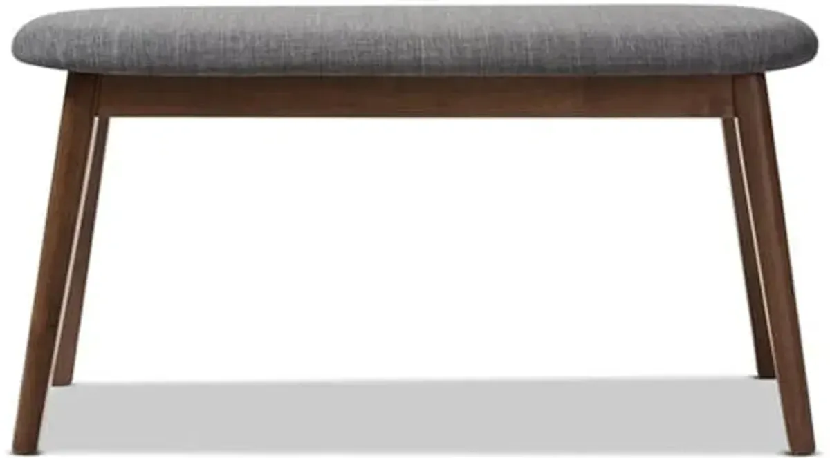 Baxton Studio Easton Upholstered Bench in Dark Gray and Walnut Brown