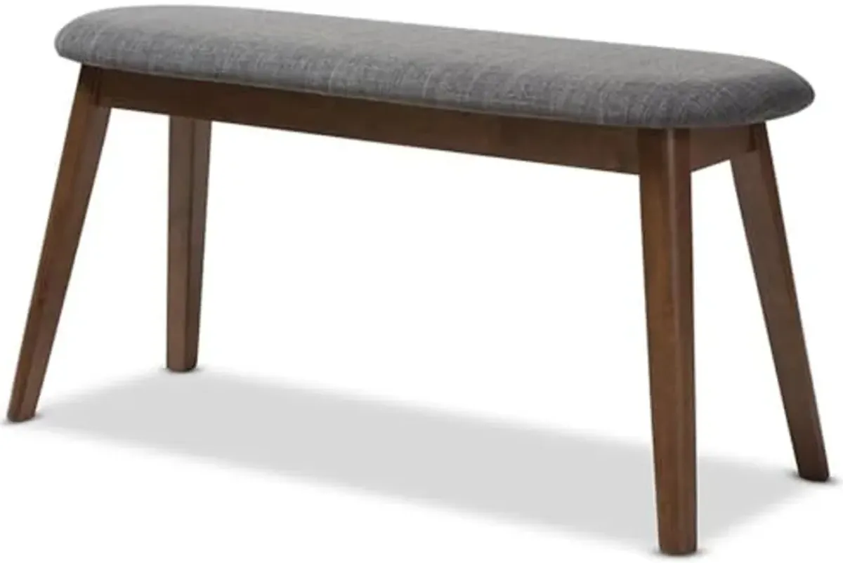 Baxton Studio Easton Upholstered Bench in Dark Gray and Walnut Brown