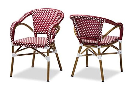 Baxton Studio Eliane Dining Side Chair in Red and White (Set of 2)