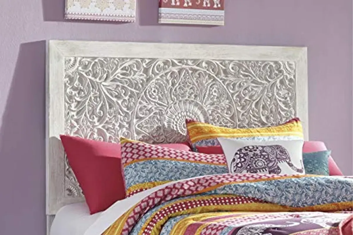 Signature Design by Ashley Paxberry Boho Chic Panel Adjustable Headboard ONLY, Full, Whitewash