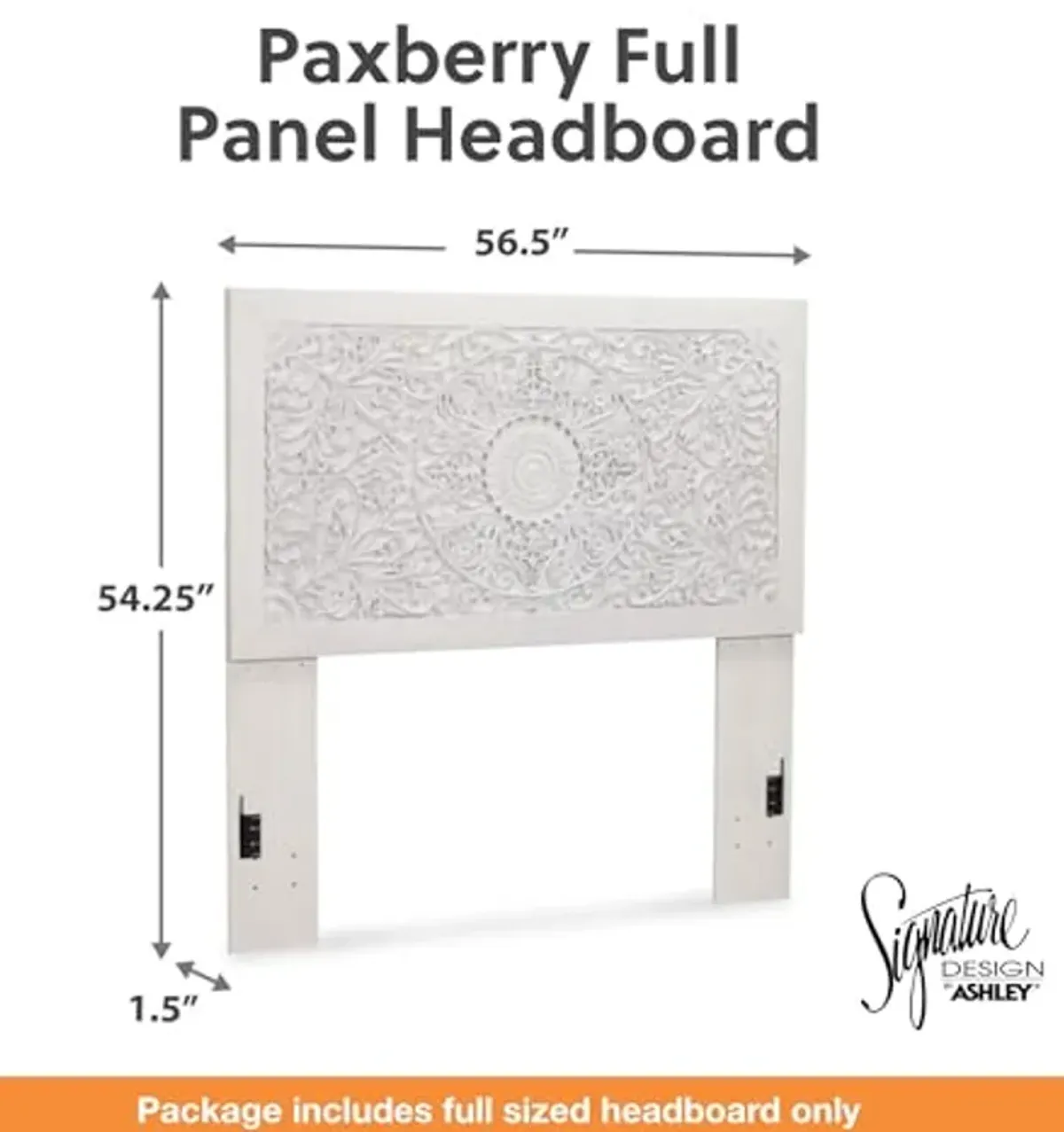 Signature Design by Ashley Paxberry Boho Chic Panel Adjustable Headboard ONLY, Full, Whitewash