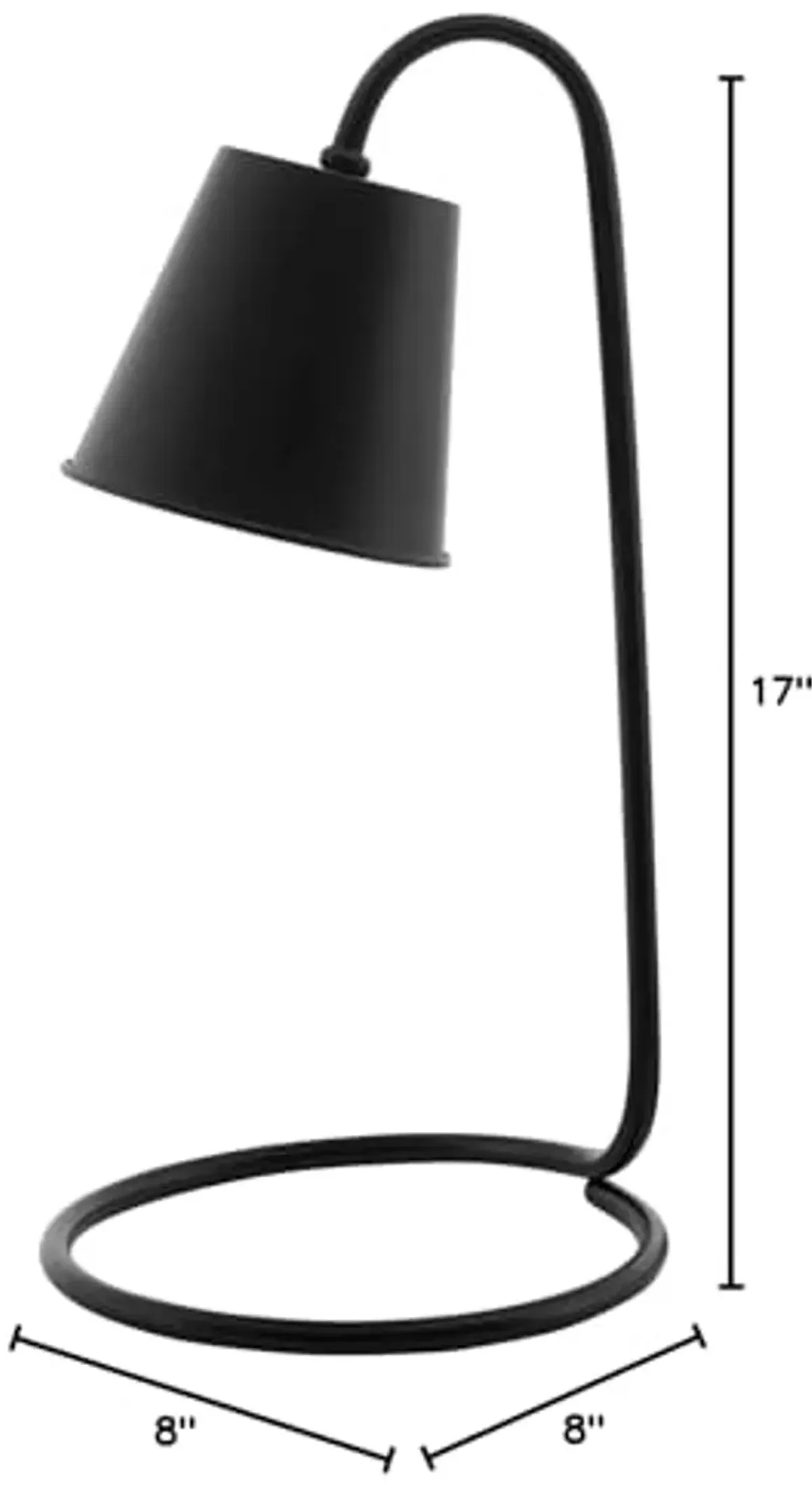 Modway Proclaim Contemporary Modern Steel Metal End Table Lamp In Black 8"L x 8"W x 17"H