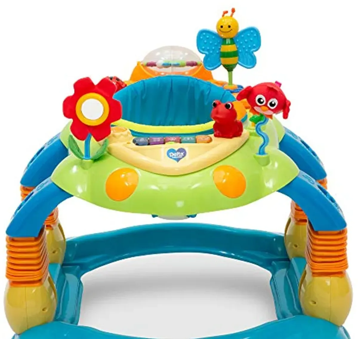 Delta Children Lil Play Station 4-in-1 Activity Walker - Rocker, Activity Center, Bouncer, Walker - Adjustable Seat Height - Fun Toys for Baby, Blue