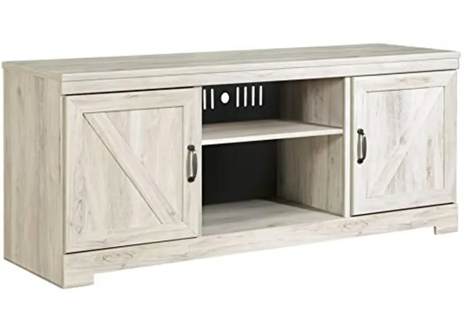 Signature Design by Ashley Bellaby Farmhouse TV Stand with Fireplace Option Fits TVs up to 60", Whitewash