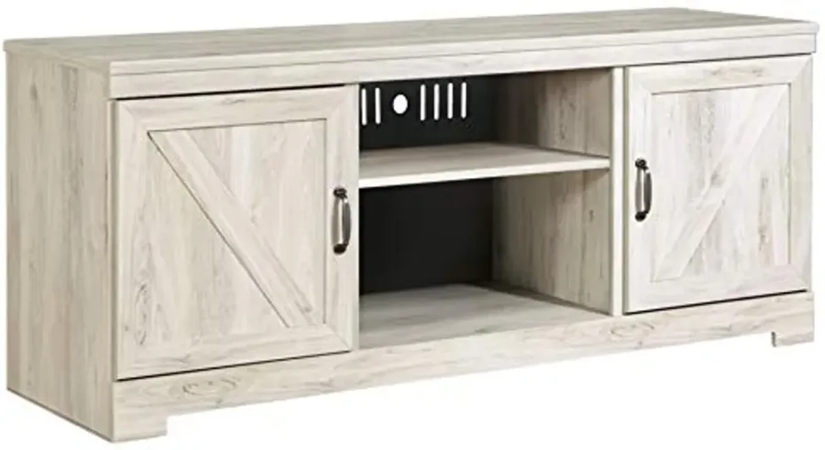 Signature Design by Ashley Bellaby Farmhouse TV Stand with Fireplace Option Fits TVs up to 60", Whitewash