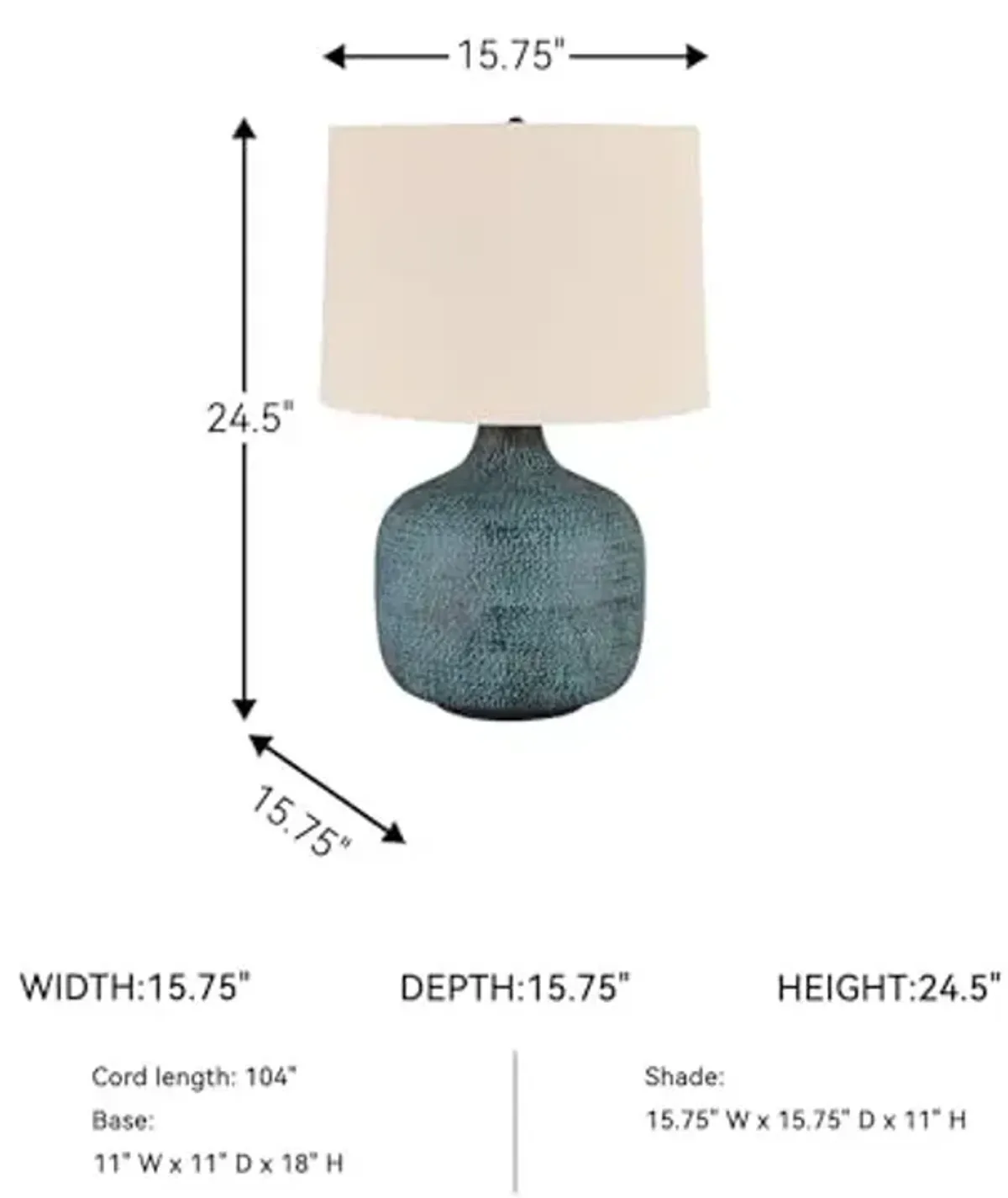 Signature Design by Ashley Malthace 24.5" Metal Accent Table Lamp, Beige, Copper, Blue & Bronze