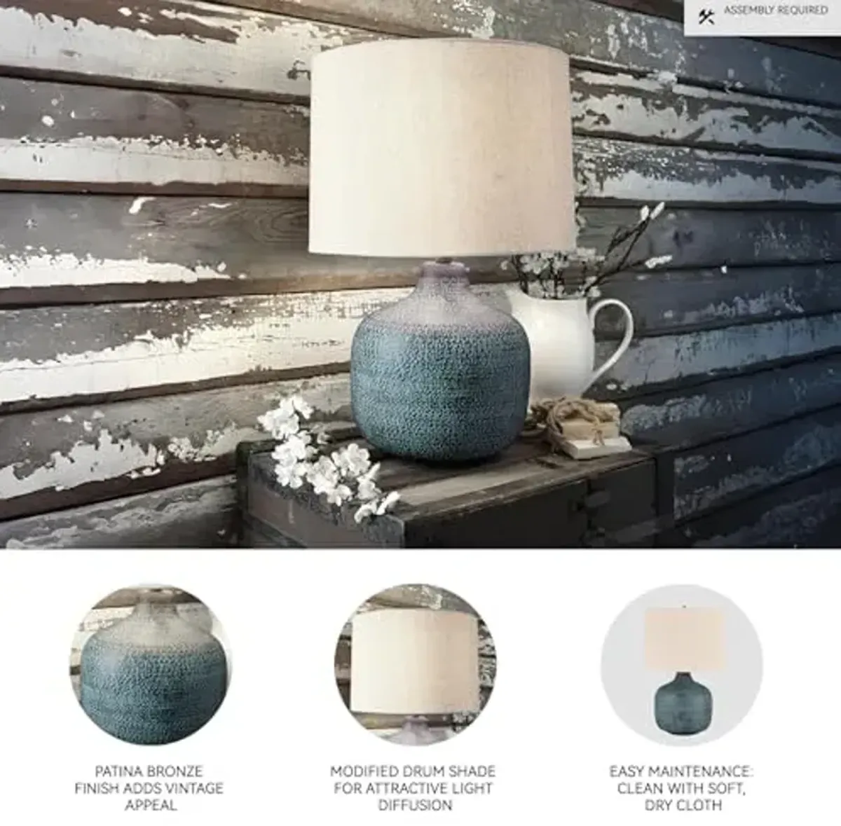 Signature Design by Ashley Malthace 24.5" Metal Accent Table Lamp, Beige, Copper, Blue & Bronze