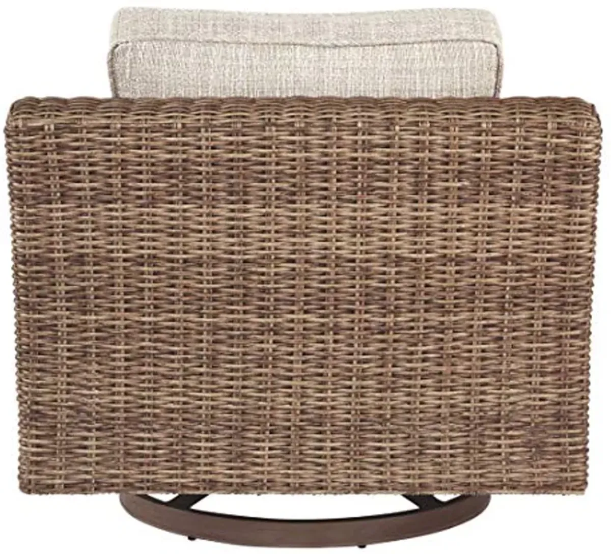 Signature Design by Ashley Beachcroft Outdoor Swivel Wicker Patio Lounge Chair, Beige