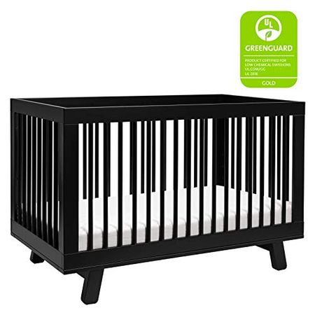 Babyletto Hudson 3-in-1 Convertible Crib with Toddler Bed Conversion Kit in Black, Greenguard Gold Certified