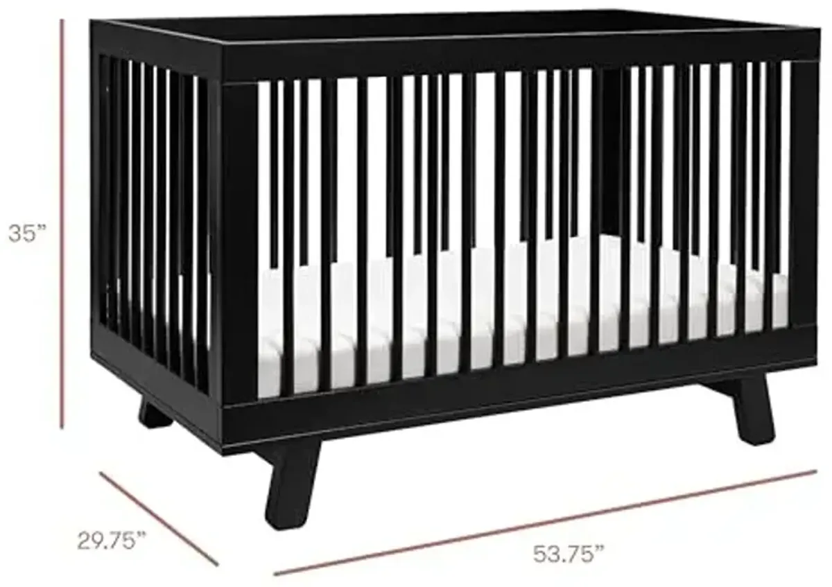 Babyletto Hudson 3-in-1 Convertible Baby Crib - GREENGUARD Gold Certified Convertible Crib to Toddler Bed & Daybed - Wooden Baby Bed with 4 Adjustable Mattress Heights - Easy to Assemble - Black