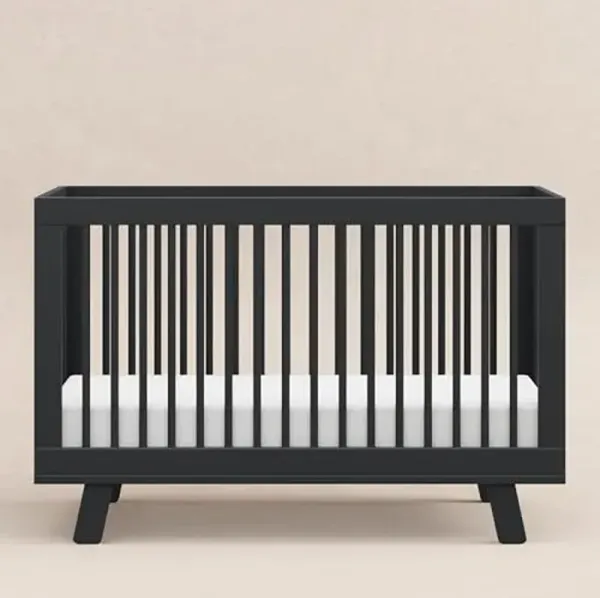 Babyletto Hudson 3-in-1 Convertible Baby Crib - GREENGUARD Gold Certified Convertible Crib to Toddler Bed & Daybed - Wooden Baby Bed with 4 Adjustable Mattress Heights - Easy to Assemble - Black