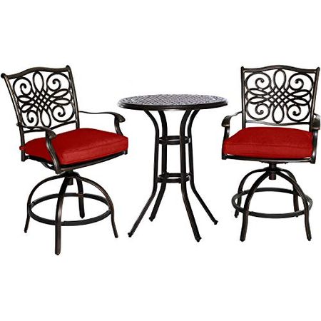 Hanover Traditions 3-Piece High-Dining Bistro Set in Red, TRAD3PCSWBR-RED Outdoor Furniture