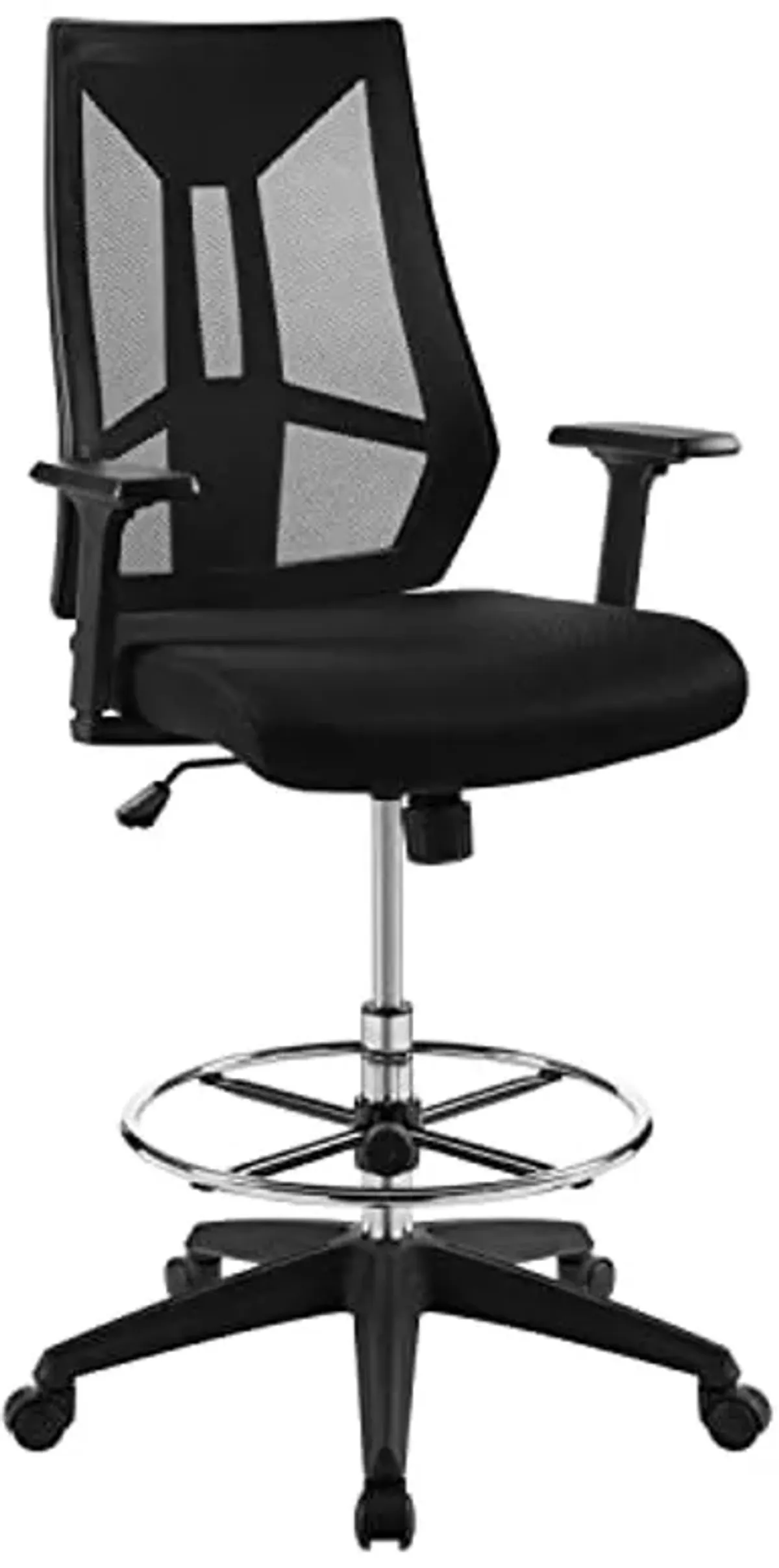 Modway Extol Mesh Drafting Chair In Black - Tall Office Chair For Adjustable Standing Desks