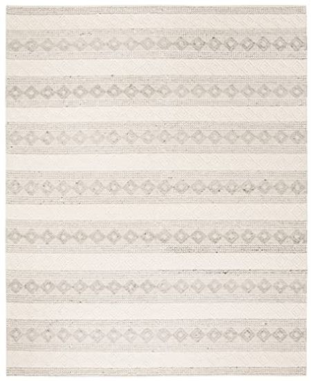 SAFAVIEH Natura Collection 9' x 12' Grey/Ivory NAT750F Handmade Moroccan Boho Tribal Wool & Cotton Area Rug
