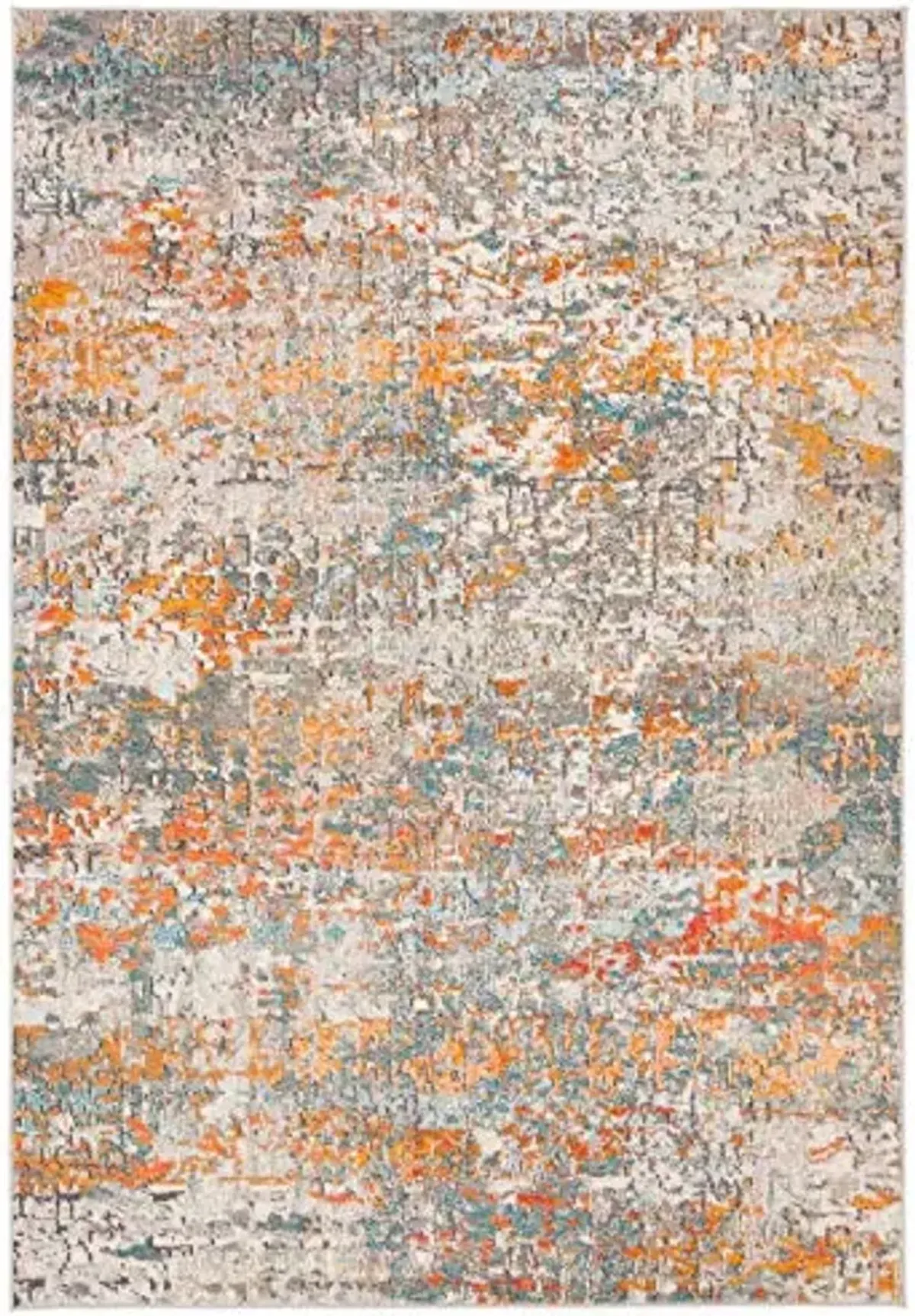 SAFAVIEH Madison Collection Area Rug - 5'3" x 7'6", Grey & Orange, Modern Abstract Design, Non-Shedding & Easy Care, Ideal for High Traffic Areas in Living Room, Bedroom (MAD460F)
