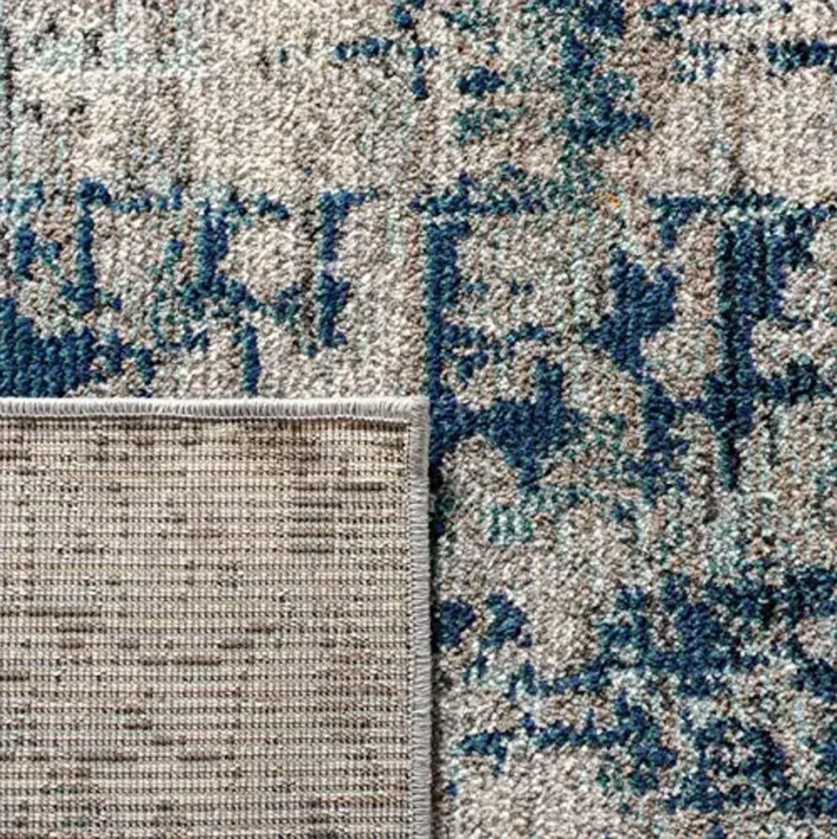 SAFAVIEH Madison Collection Runner Rug - 2' x 8', Grey & Blue, Modern Abstract Design, Non-Shedding & Easy Care, Ideal for High Traffic Areas in Living Room, Bedroom (MAD460K)