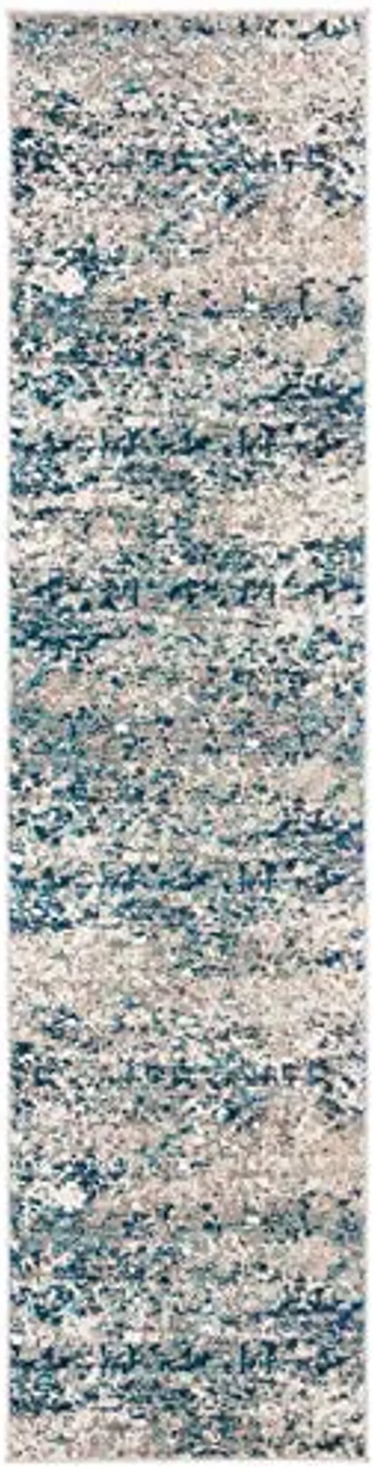 SAFAVIEH Madison Collection Runner Rug - 2' x 8', Grey & Blue, Modern Abstract Design, Non-Shedding & Easy Care, Ideal for High Traffic Areas in Living Room, Bedroom (MAD460K)