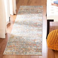 SAFAVIEH Madison Collection 2' x 8' Grey/Orange MAD460F Modern Abstract Non-Shedding Living Room Entryway Foyer Hallway Bedroom Runner Rug