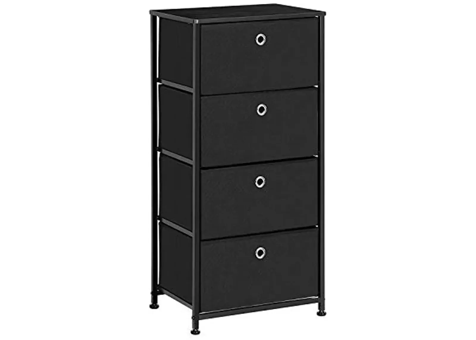 SONGMICS Nightstand, Dresser with 4 Easy Pull Fabric Drawers, Chest of Drawers, Storage Organizer with Metal Frame, Wooden Tabletop, for Living Room, Closet, Nursery, Black ULTS04H