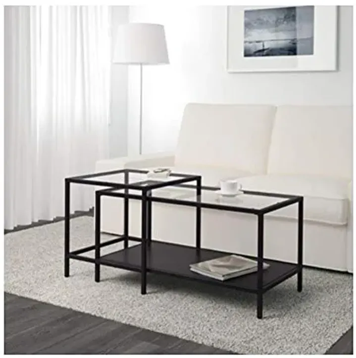 IKEA Vittsjo Nesting Tables Set of 2 Black Brown Glass 802.153.32 Size 35 3/8x19 5/8"