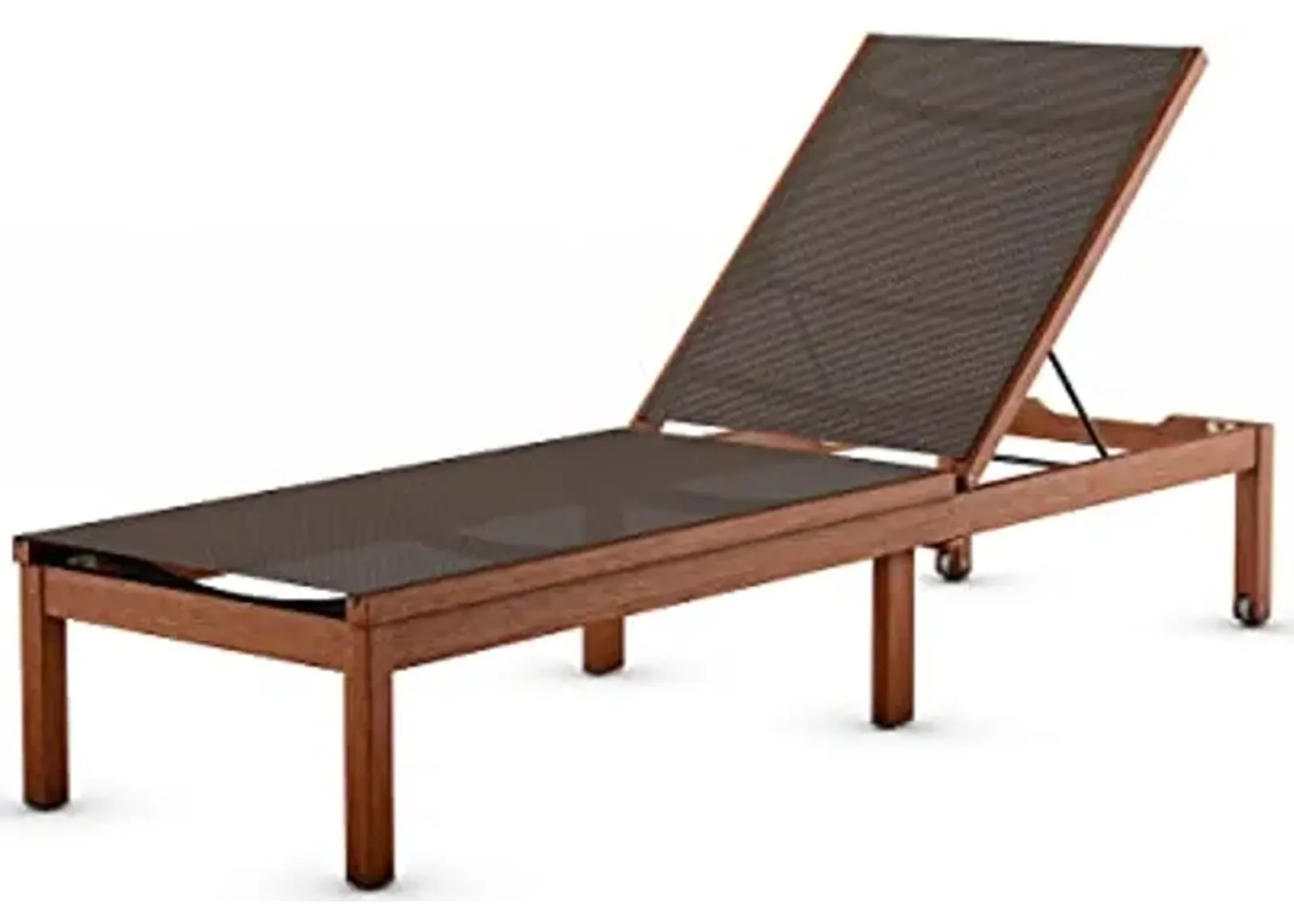 Amazonia Chaise 1-Piece Patio Slig Lounger | Eucalyptus Wood | Ideal for Outdoors and Poolside, Brown