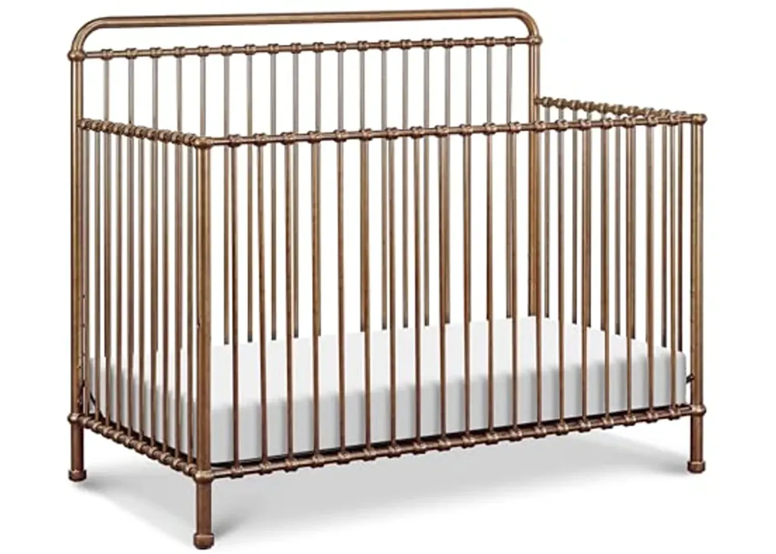 NAMESAKE Winston 4-in-1 Convertible Metal Crib in Vintage Gold, Greenguard Gold Certified