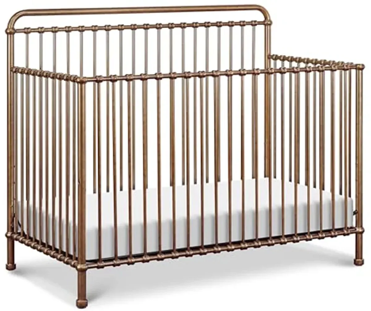 NAMESAKE Winston 4-in-1 Convertible Metal Crib in Vintage Gold, Greenguard Gold Certified