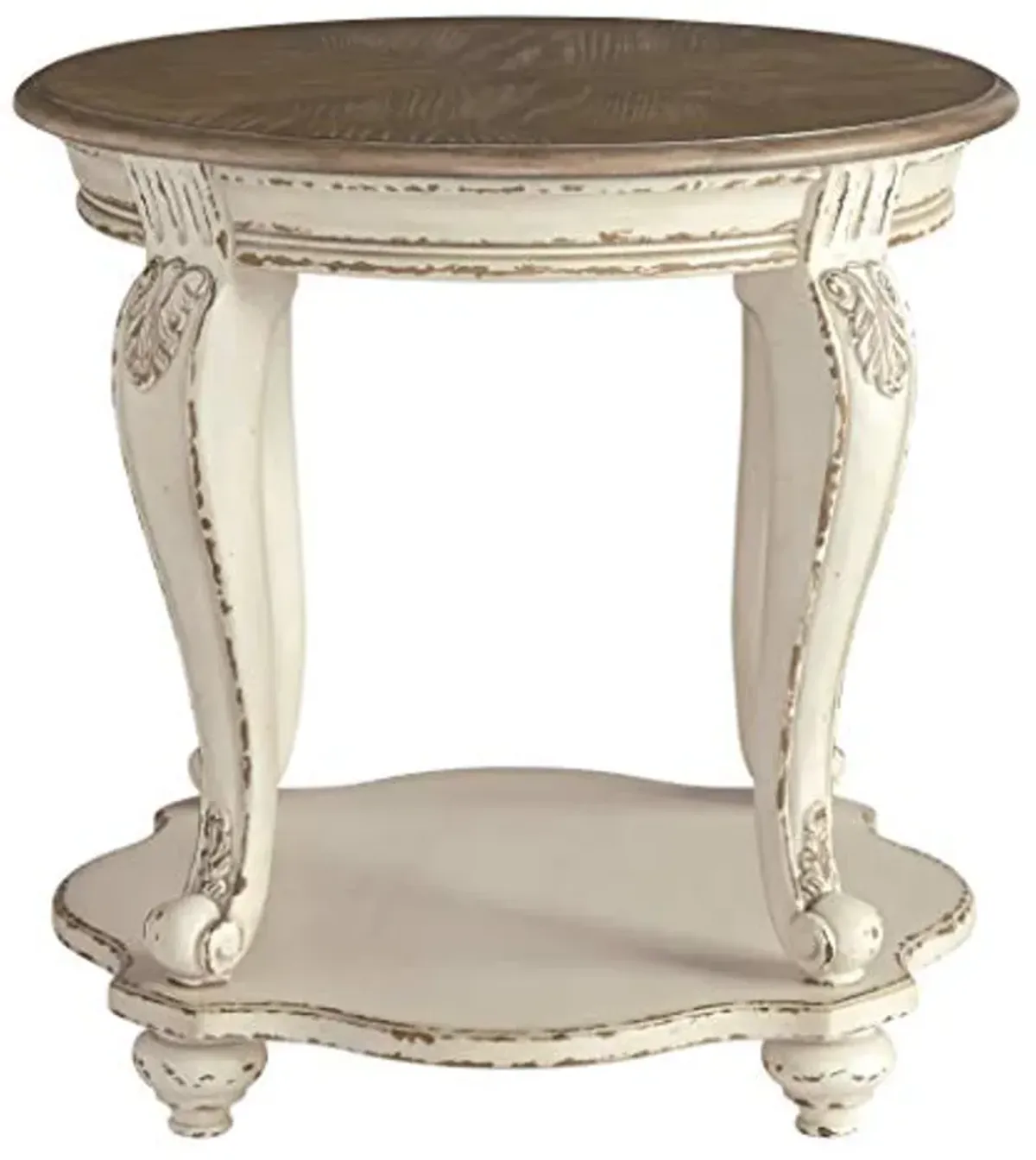 Signature Design by Ashley Realyn French Country Two Tone Round End Table, Chipped White