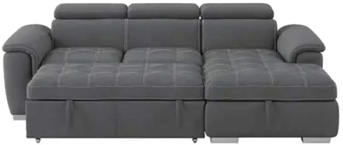 Homelegance Ferriday 98" x 66" Sectional Sleeper with Storage, Gray