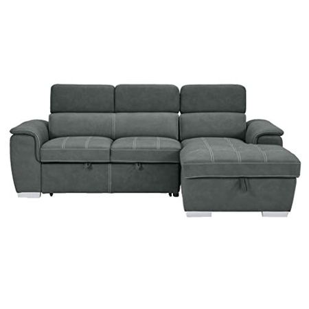 Homelegance Ferriday 98" x 66" Sectional Sleeper with Storage, Gray