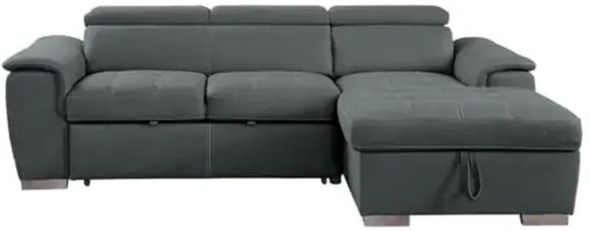 Homelegance Ferriday 98" x 66" Sectional Sleeper with Storage, Gray