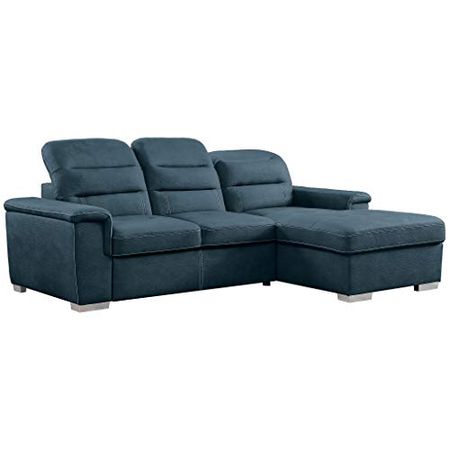 Homelegance Sleeper Sectional Sofa with Storage, Blue