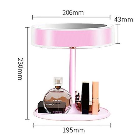 LED Lighted Makeup Mirror Dimmable Vanity Mirror with Lights Tabletop Mirror 180°Adjustable Touch Screen USB Charging with Time Display