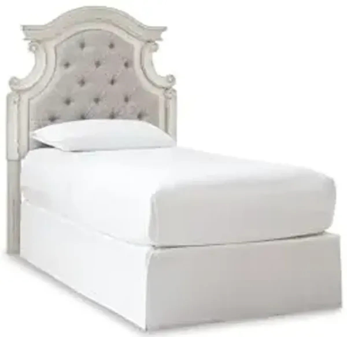 Signature Design by Ashley Realyn Upholstered Tufted Cottage Headboard ONLY, Twin, Vintage White