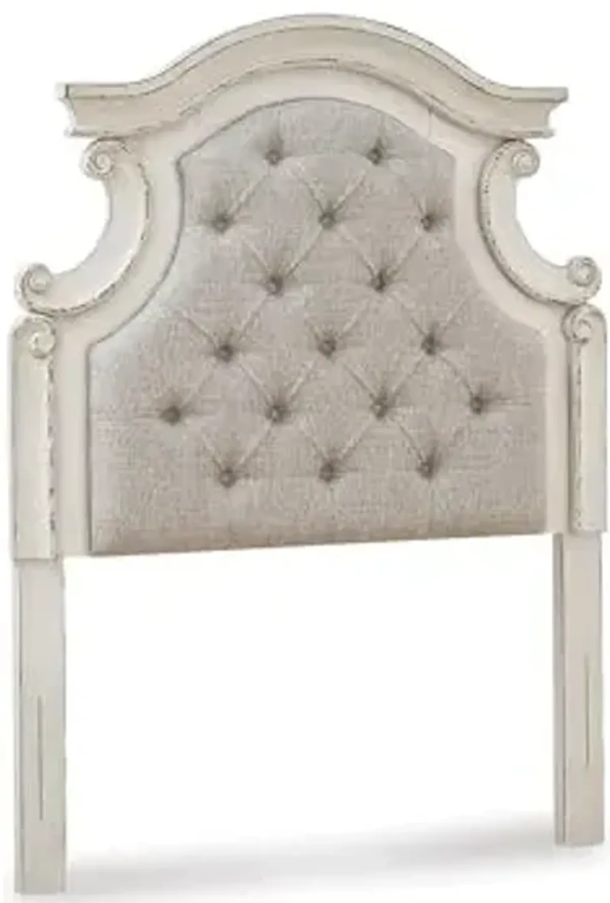 Signature Design by Ashley Realyn Upholstered Tufted Cottage Headboard ONLY, Twin, Vintage White