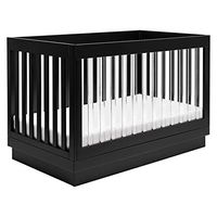 Babyletto Harlow Acrylic 3-in-1 Convertible Crib with Toddler Bed Conversion Kit in Black with Acrylic Slats, Greenguard Gold Certified