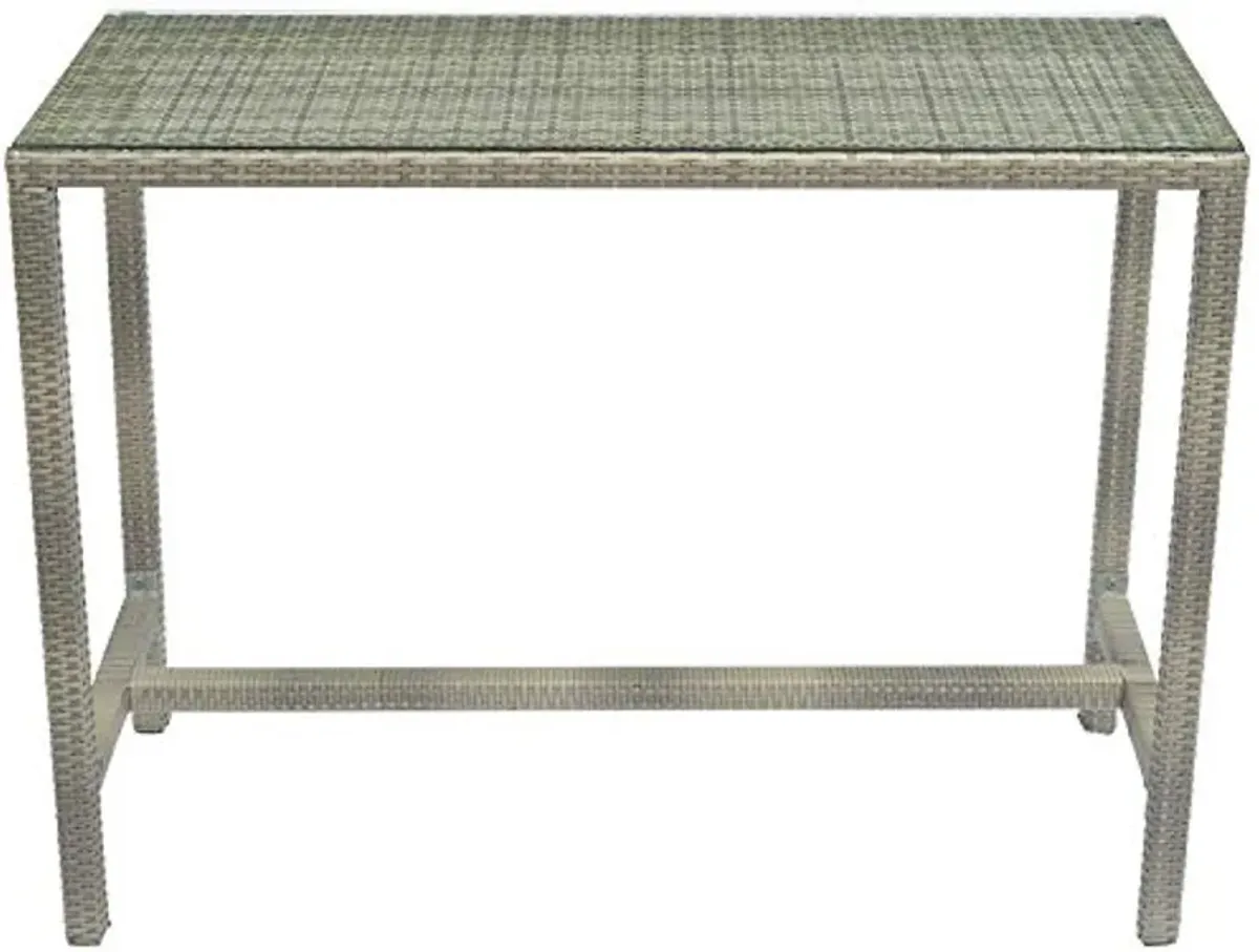 Modway Conduit Wicker Rattan Glass Outdoor Patio 51" Rectangular Dining Bar Table in Light Gray