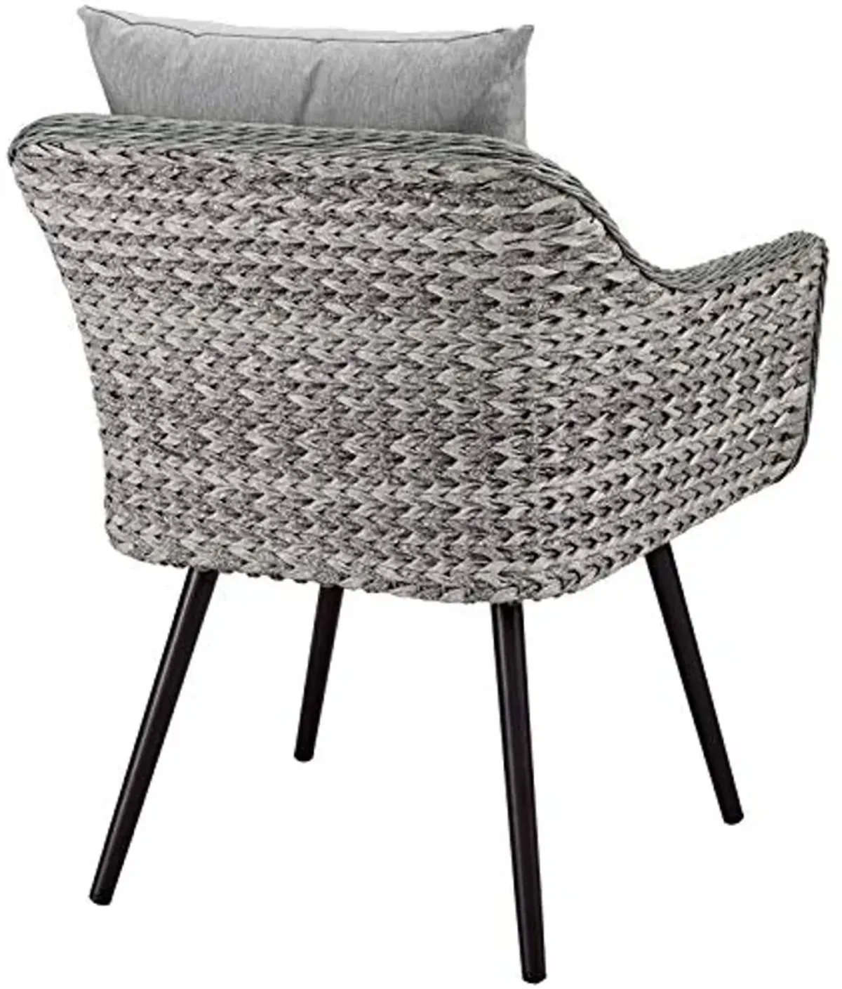 Modway Endeavor Wicker Rattan Aluminum Outdoor Patio Accent Lounge Arm Chair with Cushions in Gray Gray