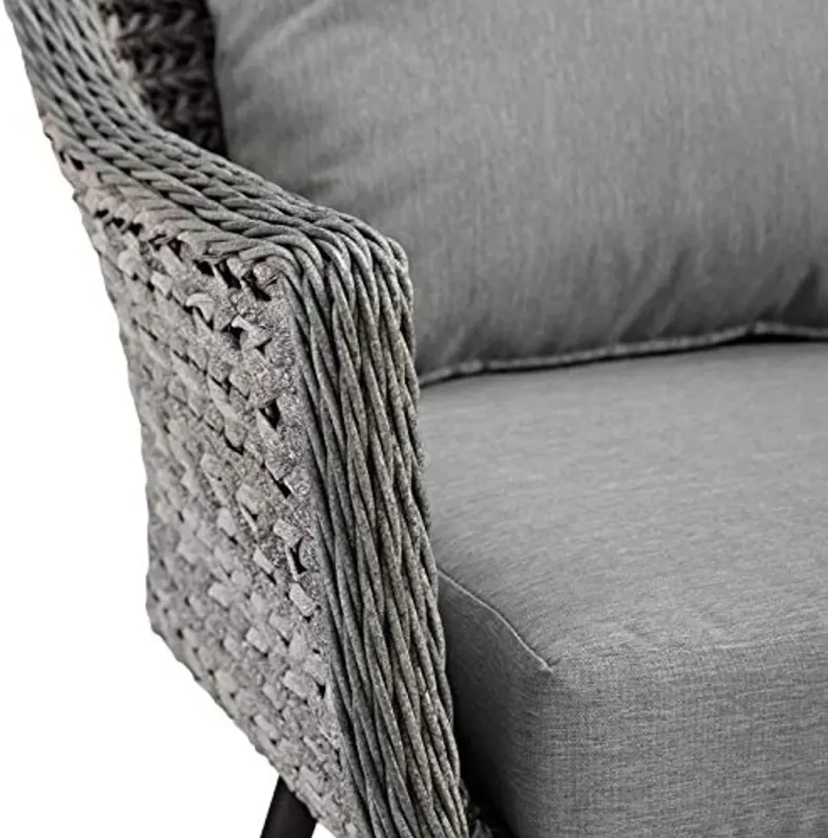 Modway Endeavor Wicker Rattan Aluminum Outdoor Patio Accent Lounge Arm Chair with Cushions in Gray Gray